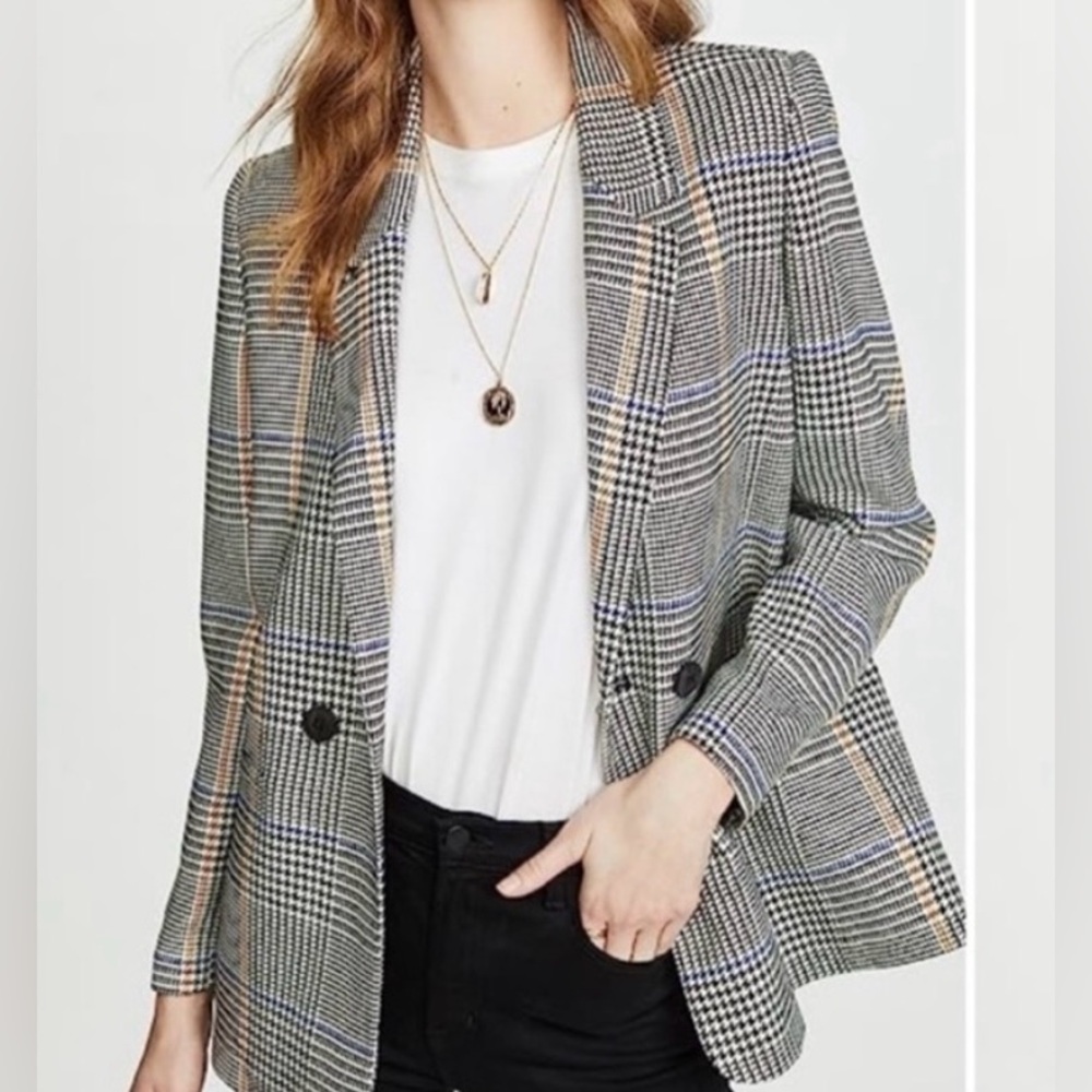 Anine Bing Madeline Blazer, blue and marigold. Great condition.
